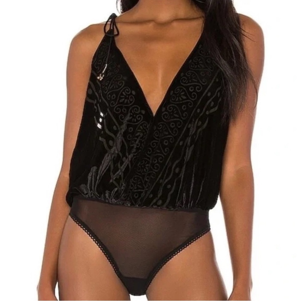 Intimately by free people body talk Black Velvet Bodysuit